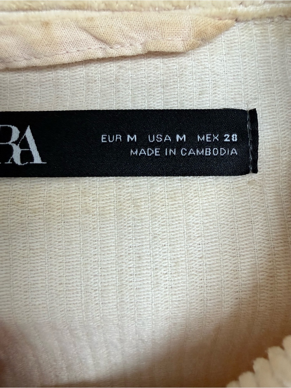 Zara Beige Corduroy Jean Jacket - Neutral Button-Up - Picture 2 of 3